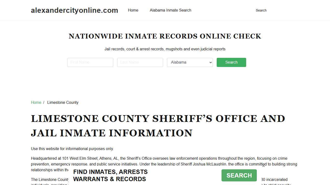 Limestone County Sheriff, AL, Jail Inmate Search, Recent Arrests