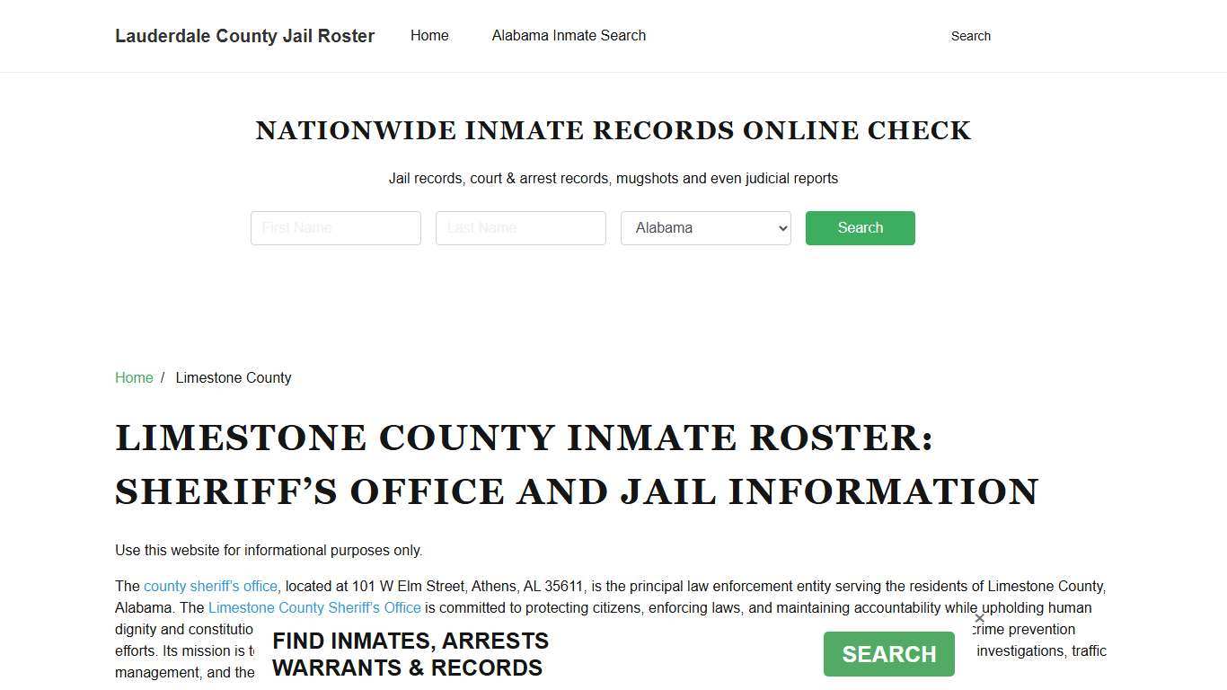 Limestone County Sheriff, AL, Jail Inmate Search, Recent Arrests